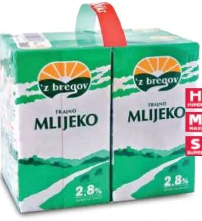 Vindija 3,5% Trajno mlijeko 4 x 1 L