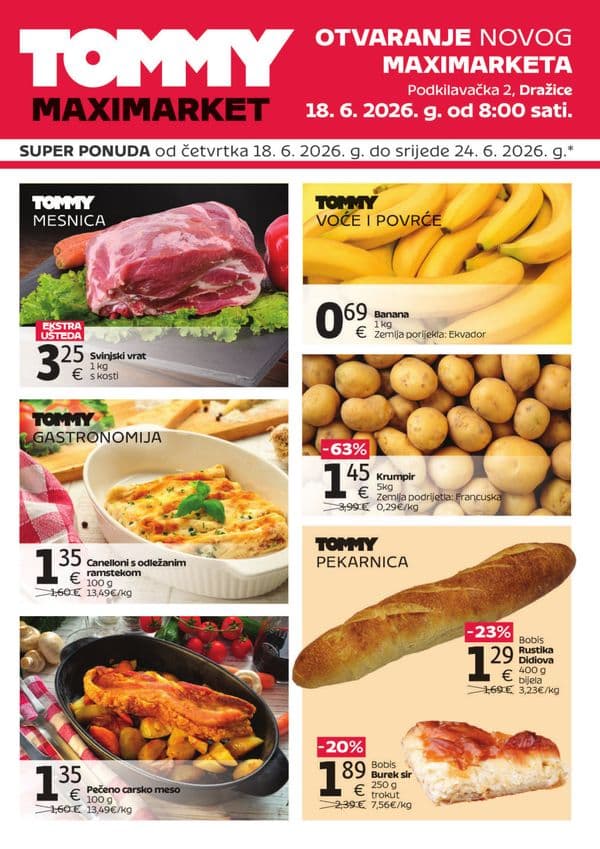 Tommy katalog - Super ponuda povodom otvaranja u Dražicama (18. 06. 2026. - 24. 06. 2026.)