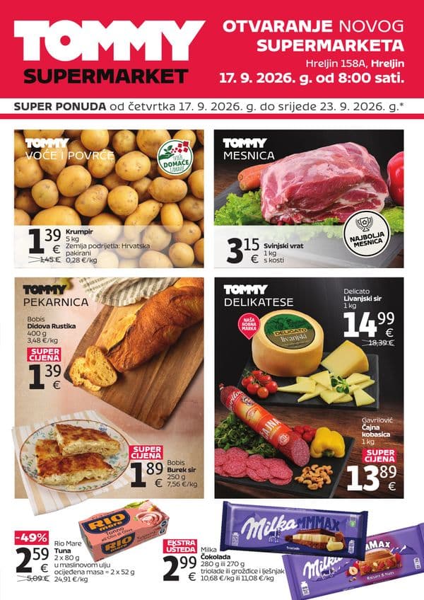 Tommy - Super ponuda povodom otvaranja u Hreljinu (17. 09. 2026. - 23. 09. 2026.)