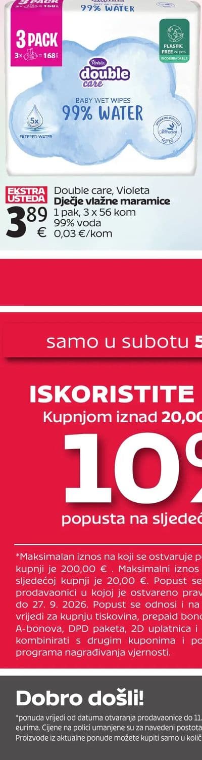 Violeta Double care, Violeta Dječje vlažne maramice