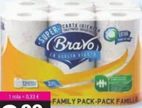 BRAVO TOALETNI PAPIR 3-sl., 12/1