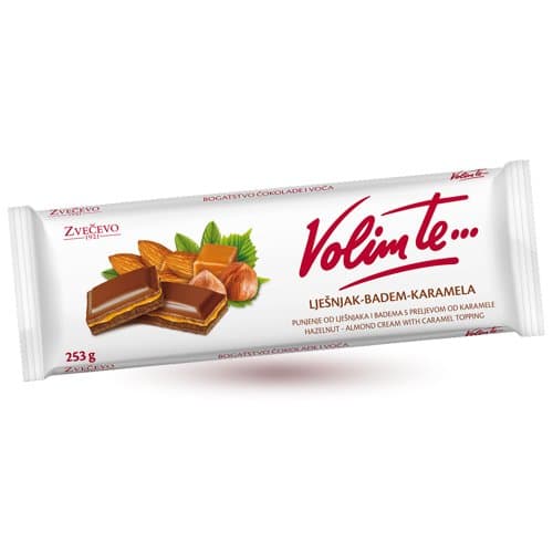 Čokolada Volim Te lješnjak badem karamela