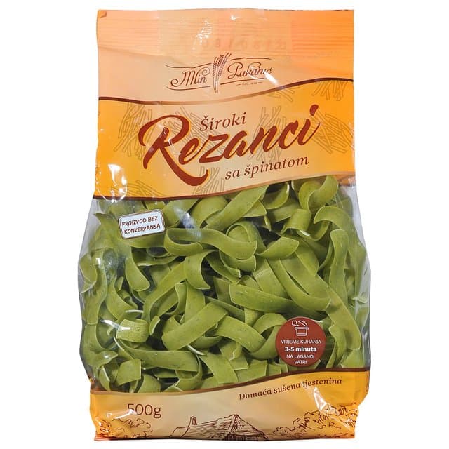 ŠIROKI REZANCI SA ŠPINATOM 500g MLIN PUKANIC