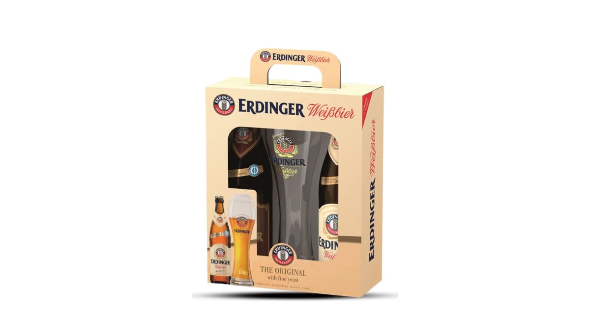 Pivo Erdinger Weissbier 2 x 0.5 L + Čaša