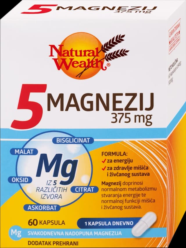 Natural Wealth 5 magnezij 375mg 60 kaps.