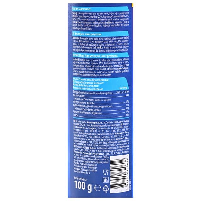 ČIPS HRUSTY TUBA SLANI 100 g