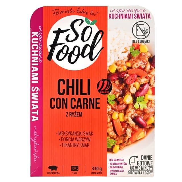CHILLI CON CARNE S RIŽ 330 g SO FOOD