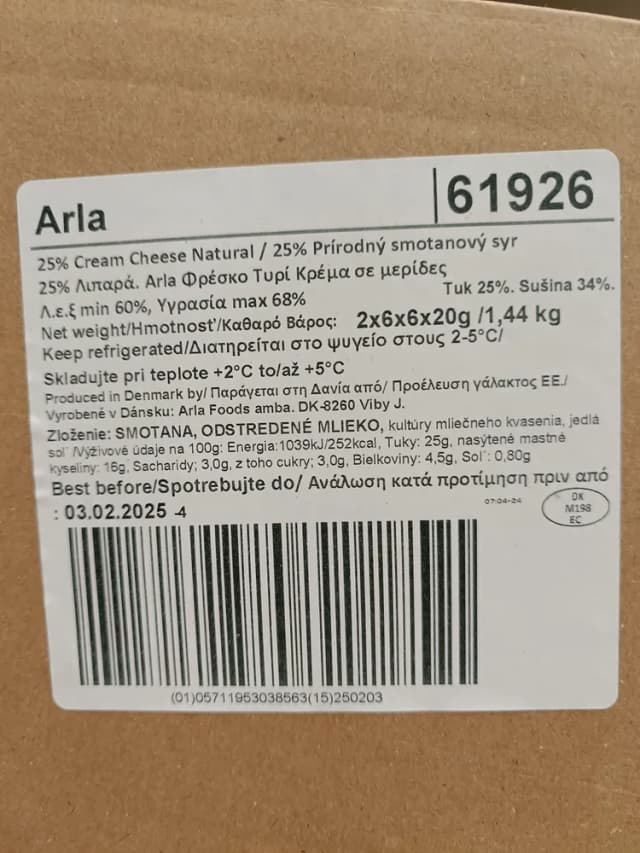 72X20G ARLA KREM SIR 25%