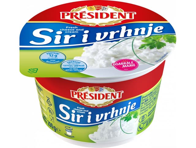 President svježi sir i vrhnje
