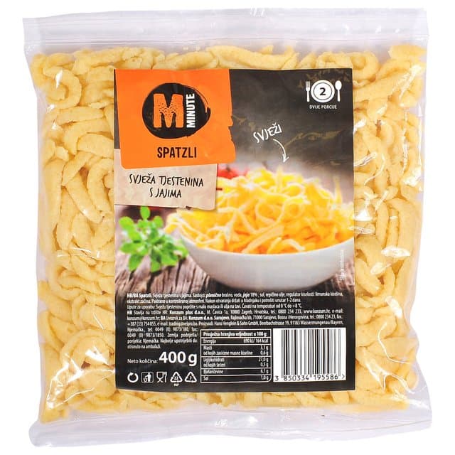 SVJEŽE TIJESTO SPATZLI MINUTE 400g