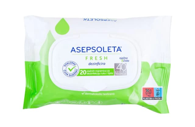 MARAMICE VLAŽNE ZA DEZINFEKCIJU FRESH 20 kom ASEPSOLETA