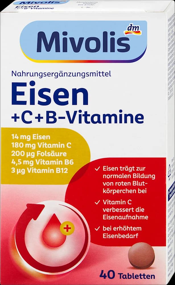 Mivolis tabl. željezo vit. C+B 40 kom.