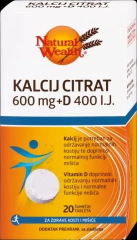 NW Kalcij Citr.600mg+vit.D šum.tbl.20kom