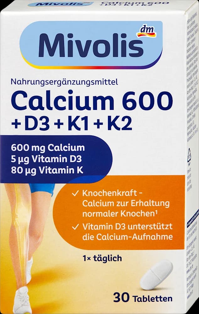 Mivolis tab. kalcij 600+vit.D3+K 30 kom.