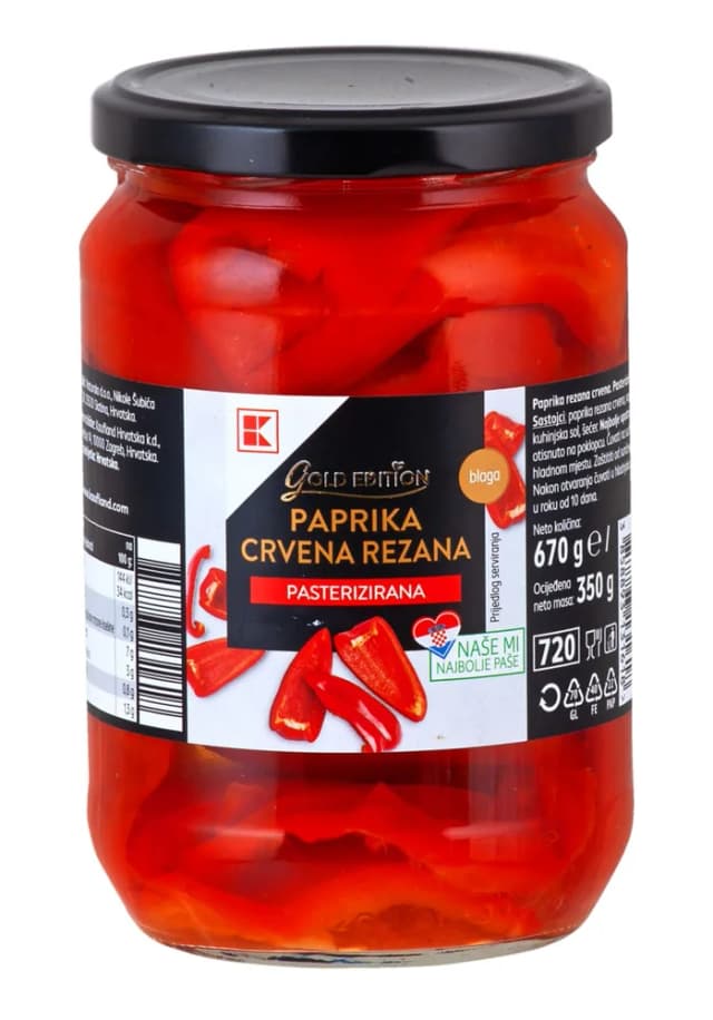 KGold.Paprika crvena rezana 670g/350g