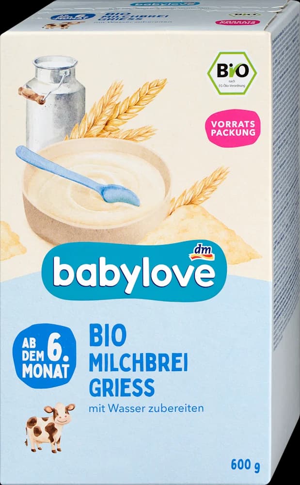 babylove EKO mliječ.kašica griz 6+ 600g