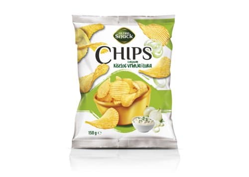 Čips rebrasti, vrhnje i luk 150 g