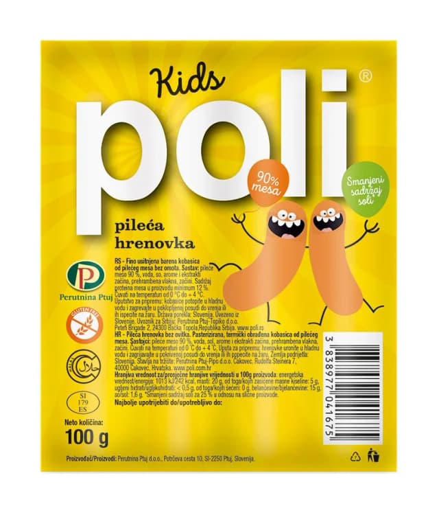 Pileća hrenovka Poli Kids