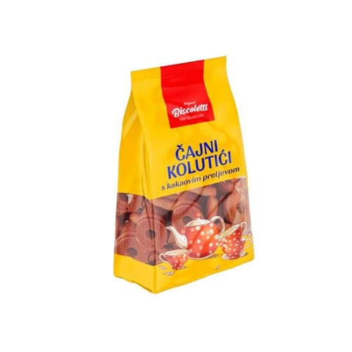 CAJNI KOLUTICI S KAKAO PRELJEVOM 700 G BISCOLETTI