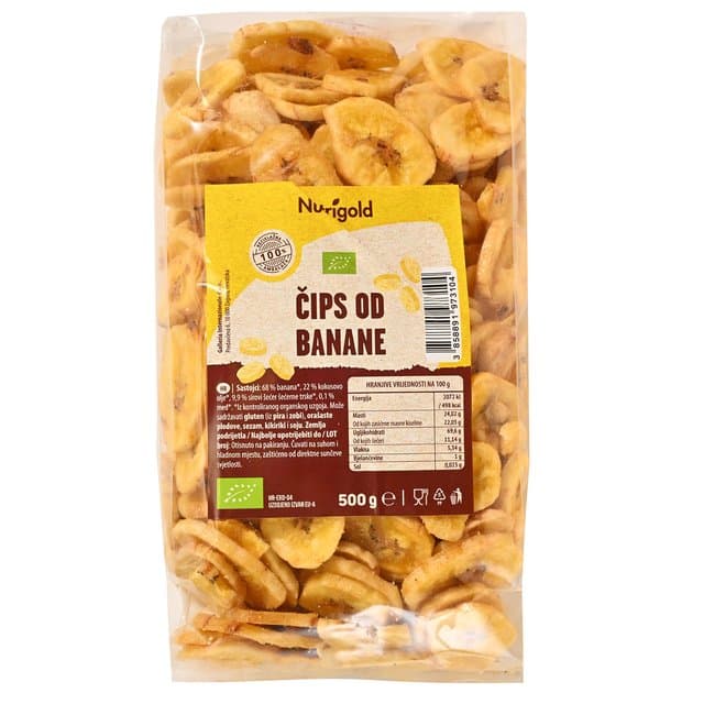 ČIPS OD BANANE BIO 500 g NUTRIGOLD