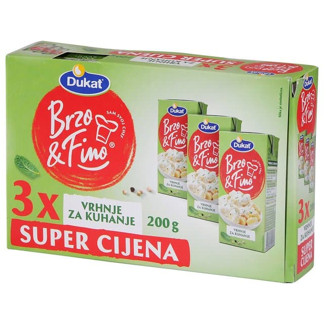 Vrhnje za kuhanje 3x200g