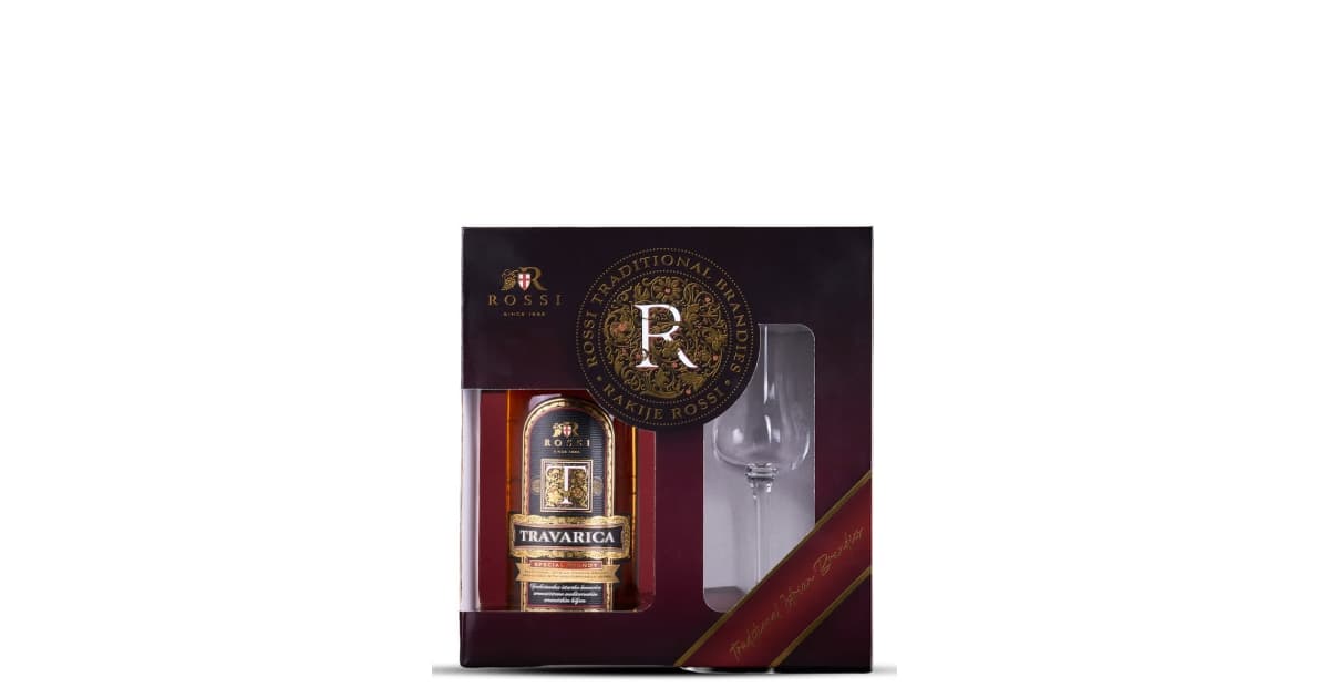 *RAKIJA TRAVARICA ROSSI 0.5L + ČAŠA GIFT BOX