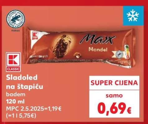 KLC.Sladoled štap.bij.čok.badem 120ml