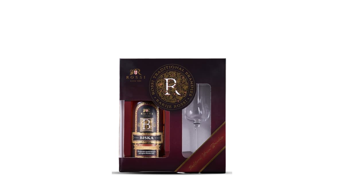 *LIKER BISKA 0,5L ROSSI + ČAŠA GIFT BOX