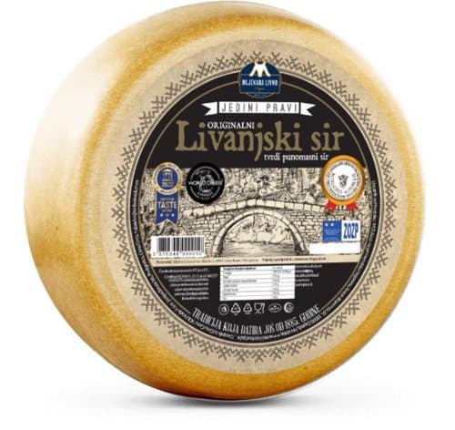 MLJEKARA LIVNO Livanjski sir punomasni ili dimljeni, 45% m.m.
