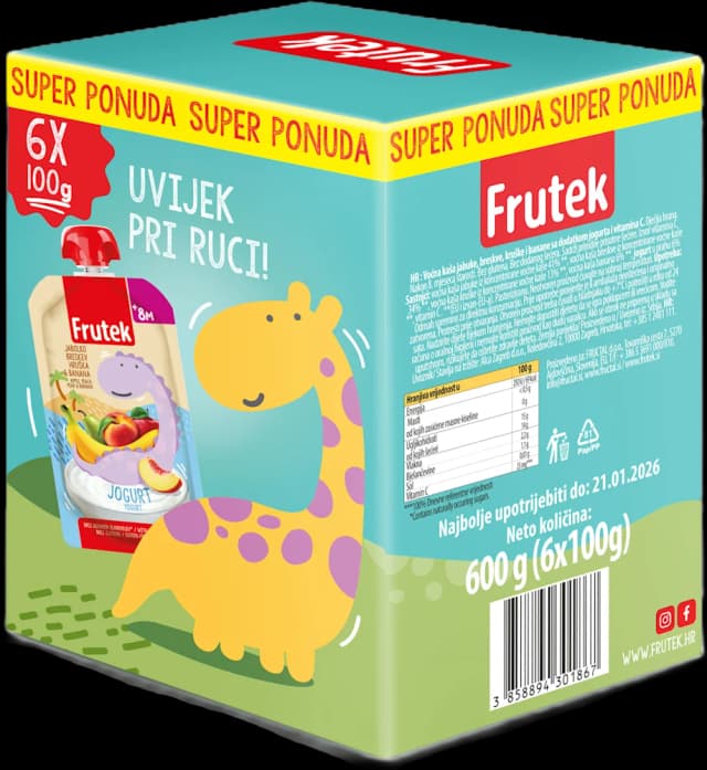 Frutek voćna zabava jogurt i voće 600 g