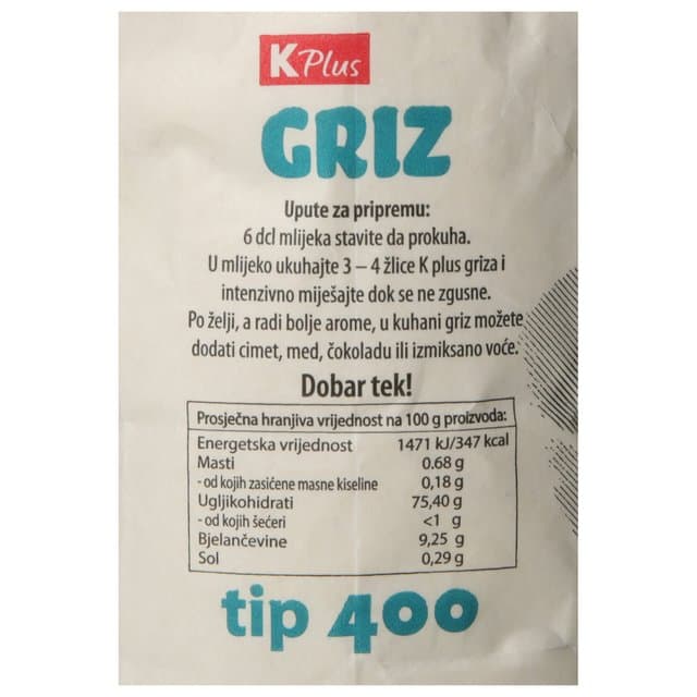 KRUPICA PŠENIČNA GRIS K PLUS 1kg