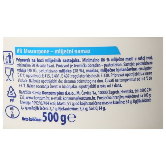 SIR MEKI MASCARPONE K PLUS 500G