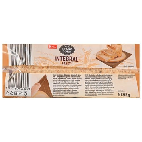 TOAST GRANO DORO INTEGRALNI 500 g