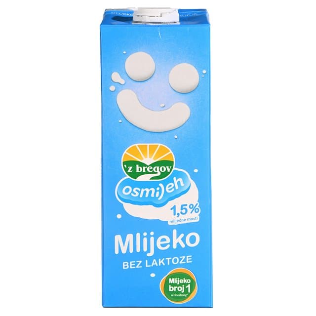 Mlijeko trajno bez laktoze 1,5% m.m.