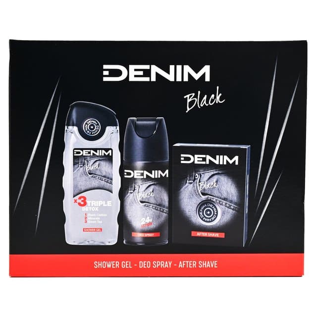 Denim Black set (aftershave + deospray + gel za tuširanje)