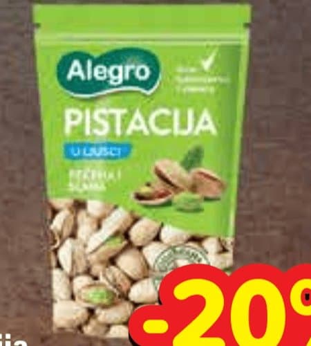 PISTACIJA U LJUSCI PECENA SLANA 180 G ALEGRO