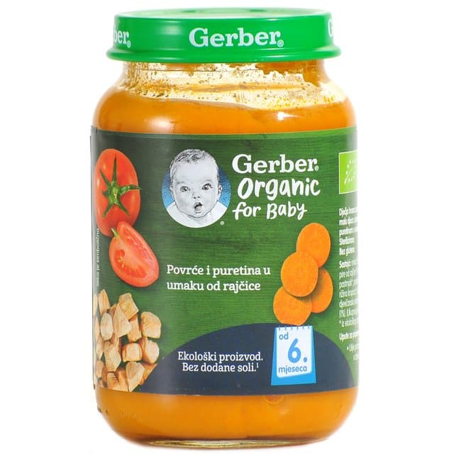 Gerber Organic kaš. pur/mrk/raj. 6+ 190g